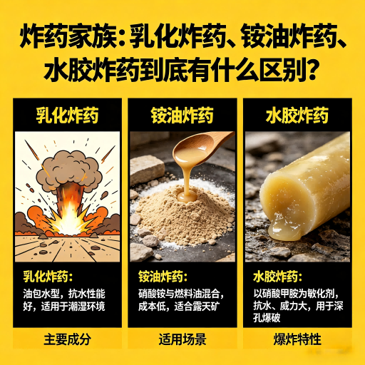 乌拉特前炸药家族：乳化炸药、铵油炸药、水胶炸药到底有什么区别？